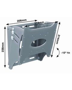 15"-42" Medium Flat Screen Wall Mount With Tilt Silver B-Tech BT7533