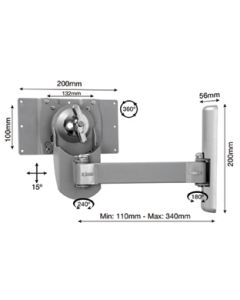 Single Arm Flat Screen Wall Mount with Tilt and Swivel 15"-32" B-Tech BT7514