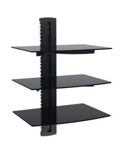 Height Adjustable DVD Wall Mount Bracket with 3 Glass Shelves