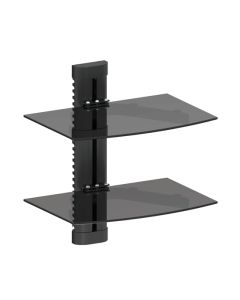 Height Adjustable DVD Wall Mount with 2 Glass Shelves holds up to 8KG