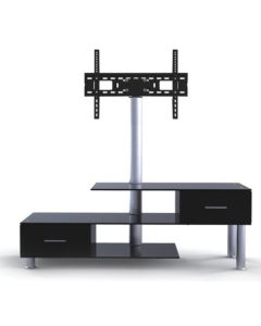 32""-55"" Black Glass TV Stand with Bracket and Drawers for LED, LCD, Plasma flat panel TV's, 40kg