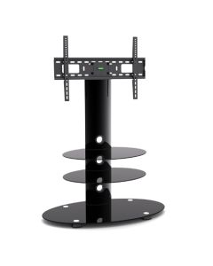 32""-55"" Black Tempered Metal and Glass Stand with 3 Shelves for LED, LCD, Plasma TV's, 40kg