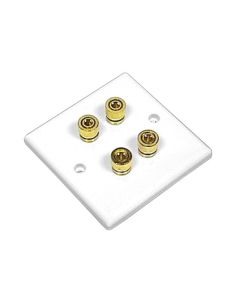 Speaker Wall Plate 4x 4mm Colour Coded Gold Binding Posts