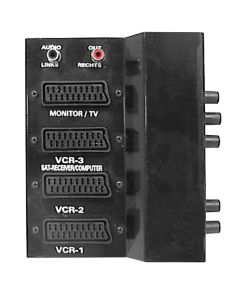 3 Way Scart Switch Box With 2 Phono Plugs