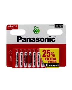 Panasonic Zinc AAA Batteries 25% Extra Free PANAR03RB10