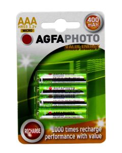 AgfaPhoto Rechargeable AAA Batteries 400 mAh Pack Of 4 AGFAAA400B4