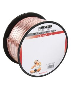 OFC loudspeaker cable 2x 2.5 mm² on reel 25 m transparent