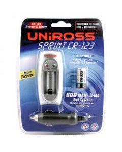 Charger & Battery CR-123 600mAh Uniross Sprint CR123