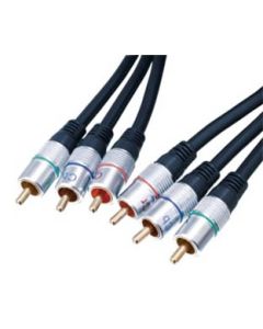 3x RCA Phono Plug To 3x RCA Phono Plug  Lead 0.75m, RGB Gold Plated