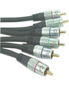 3x RCA Phono Plugs To 3x RCA Phono Plugs Lead 1.5m, RGB Gold Plated
