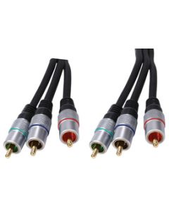 3x RCA Phono Plugs To 3x RCA Phono Plugs Lead 20m, RGB Gold Plated