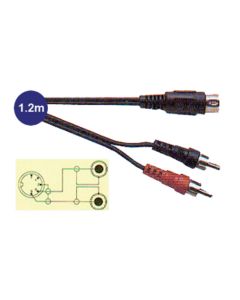 5 Pin Din Plug To 2x RCA Phono Male Plugs Lead 1.2m, Pin 3 & 5 Connected
