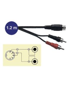 5 Pin Din Plug To 2x RCA Phono Male Plugs Lead 1.2m, Pin 1 and 4 Connected