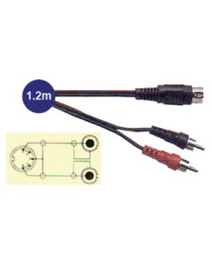5 Pin Din Plug To 2 Phono Plugs Lead 1.2m, Pins 1 & 4 and 3 & 5 Connected