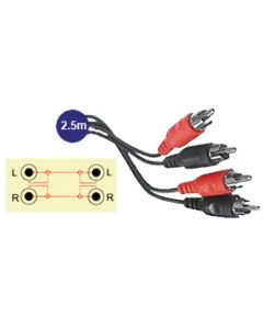 2x RCA Phono Plugs To 2x RCA Phono Plugs Lead 2.5m
