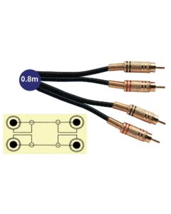 2x RCA Phono Plugs To 2x RCA Phono Plugs Lead 0.8m Gold Plated