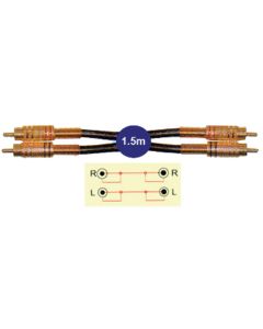 2x RCA Phono Plugs To 2x RCA Phono Plugs Lead 1.5m Gold Plated