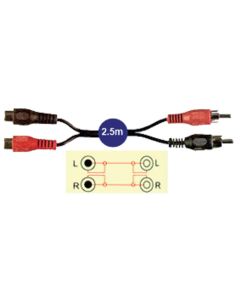 2x RCA Phono Plugs To 2x RCA Phono Sockets Lead 2.5m