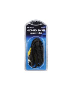 4x RCA Phono Plugs To 4x RCA Phono Sockets Lead 1.5m