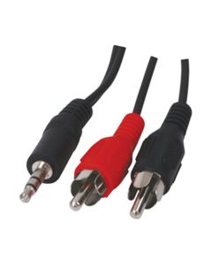 3.5mm Stereo Jack Male Plug To 2x RCA Phono Male Plugs Lead 15m