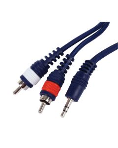 3.5mm Stereo Jack Male Plug to 2x RCA Phono Male Plugs, Lead 6m