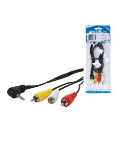 3.5mm Stereo Jack Male Plug to 3x RCA Phono Male Plugs, Lead 1M