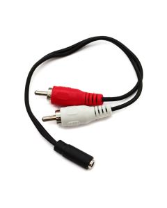 2x RCA Phono Plugs to 1x 3.5mm Stereo Jack Female Socket Lead 0.2m