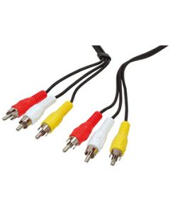 3x RCA Phono Plugs To 3x RCA Phono Plugs Lead 1.5m