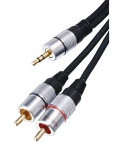 3.5mm Stereo Jack Male Plug To 2x RCA Phono Male Plugs Lead 10m, Gold Plated