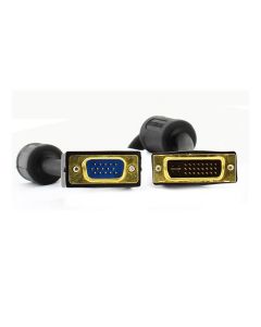 DVI-I Male Plug To HD VGA HDDB (High Density) 15 Pin Plug Lead 1.5m, Gold Plated, Black