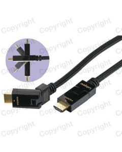 HDMI Male Plug To HDMI Male Plug Lead 1.5m Swivel Head Angled Goldplated
