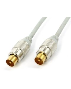 Coax Male Plug to Coax Male Plug Lead With Coupler 3m, Gold Plated