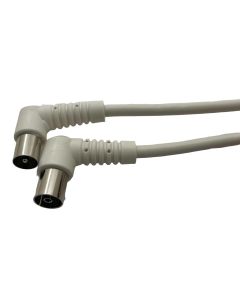 Coax Male Plug to Female Socket Lead 0.5m Angled White