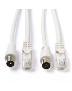 Coax Male Plug to Female socket Cat6 Combi Cable