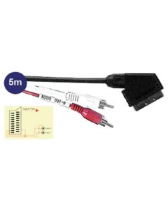Scart Plug to 2x RCA Phono Male Plugs Lead 5m