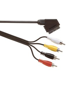 Scart Plug to 4 Phono Plug Lead 1.2m Audio & Video In & Out