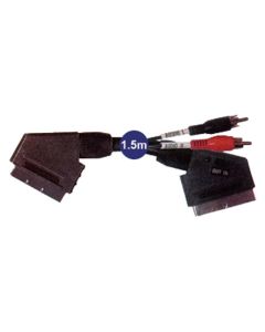 Scart Plug to Scart Plug and 2 Phono Plugs Lead 1.5m With Switch