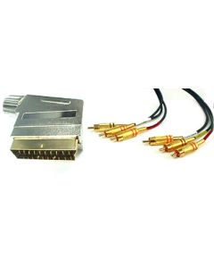Scart Plug to 6x Phono Male Plugs Lead 5m