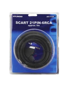 Scart Plug To 6x RCA Phono Male Plugs Lead 5m