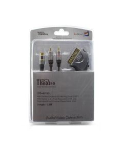 Scart Plug To 2x RCA Phono Male Plugs and SVHS Male Plug Lead 1.5m, Gold Plated