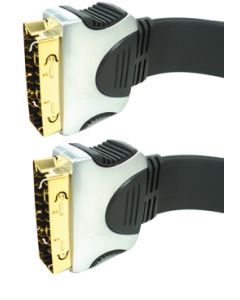 Scart Plug to Scart Plug Lead 5m, Gold Plated Flat Cable