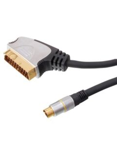 Scart Plug to SVHS Male Plug Lead 5m Switched, Gold Plated