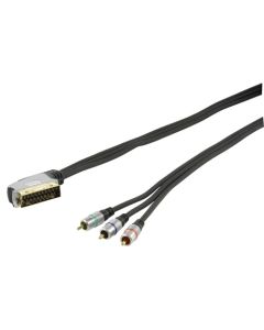 Scart To 3 Phono RGB Component Lead 5m